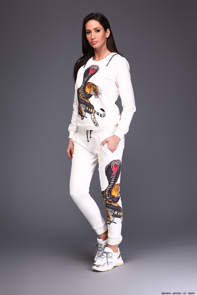 LUXURY❤ONLINE: спортивный костюм женский A.M.N MILANO цвет белый, спортивные костюмы длинные брюки , спортивный, надписи, сделано в ес, декор
