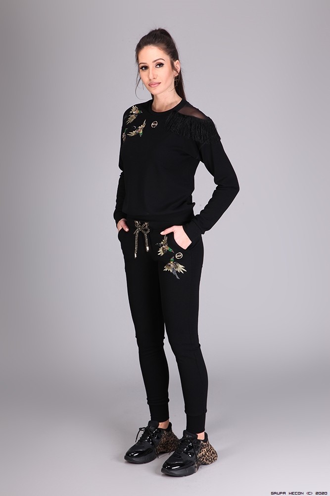negativ spodnie sportowy modelujace sciagacze sznurowany elastyczne lurex krysztaly zdobienia madeinpoland premiummoda zloto