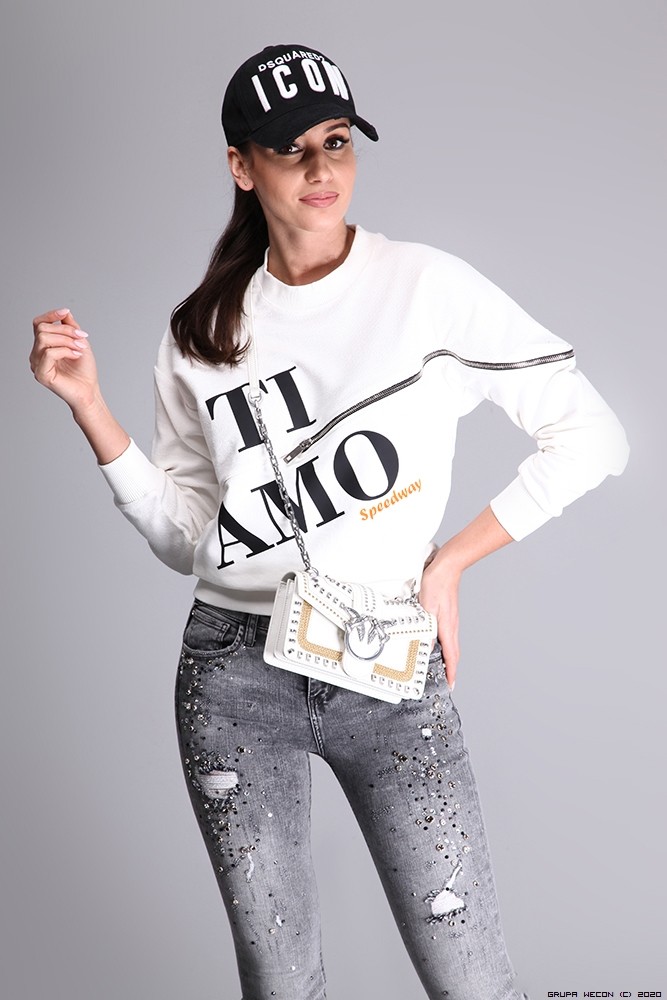 d-she spodnie jeans elastyczne krysztaly zdobienia nity madeineu srebro