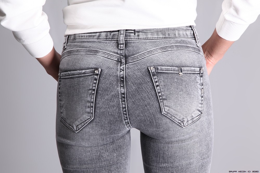 d-she spodnie jeans elastyczne krysztaly zdobienia nity madeineu srebro