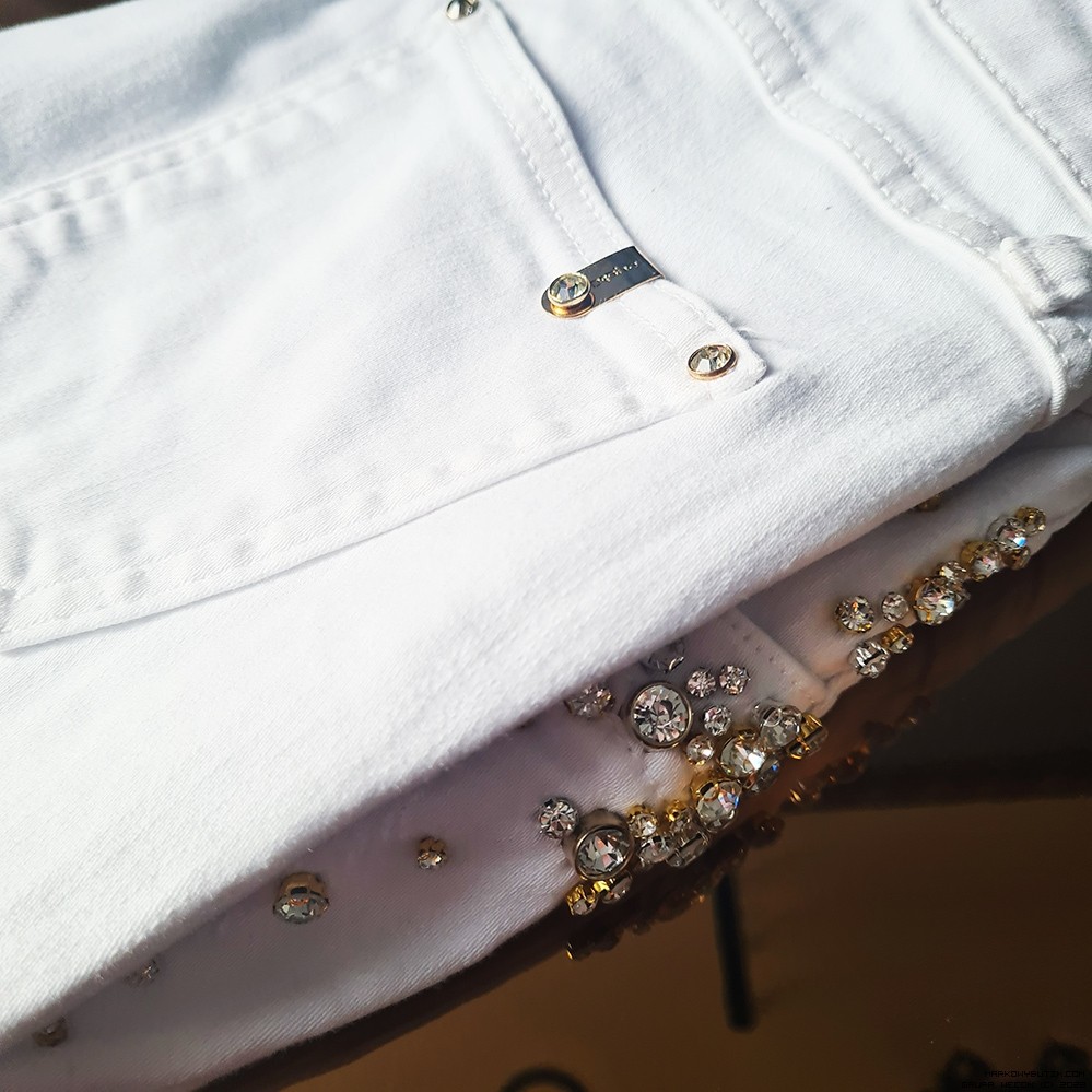 d-she spodnie dopasowane jeans elastyczne vintage madeineu srebro zloto
