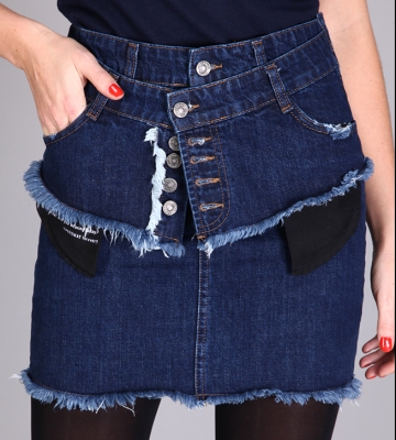  Jeansowa Spódnica z Dodatkowym Pasem dopasowane jeans guziki madeineu srebro