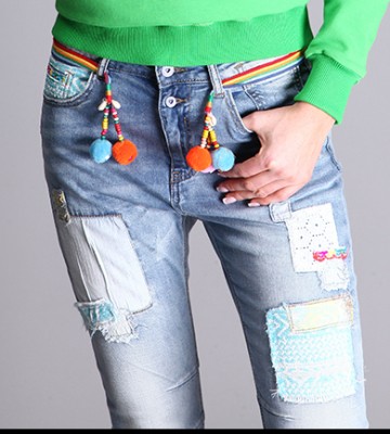  Jeansy Boho Style Boyfriend z Paskiem dopasowane jeans vintage