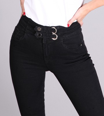  Czarne Elastyczne Jeansy + Srebrne Napy dopasowane bawelna