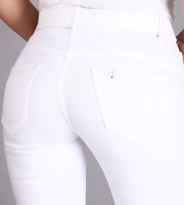  Białe Mocno Elastyczne Jeansy Push- UP dopasowane bawelna