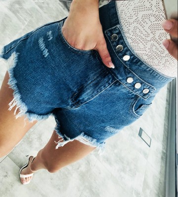  Krótkie Szorty Jeansowe - Przetarcia swobodne jeans vintage madeinitaly