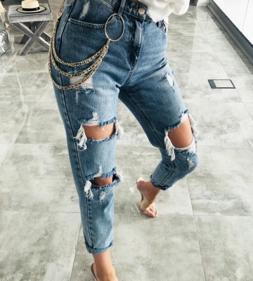  Jeansy Vintage Relaxed Fit+ Złote... jeans zdobienia lancuchy nity madeinpoland premiummoda zloto
