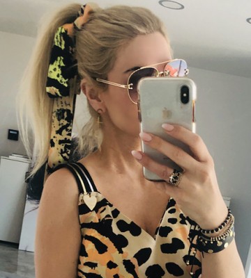  Gumka do Włosów z szarfą leopard swobodne lurex madeinpoland zloto zdobienia