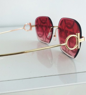  Okulary Cieniowane Szkła Malina róż+... elegancki zdobienia zloto premiummoda madeinitaly