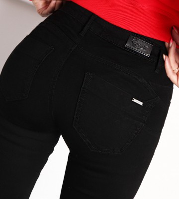  Czarne Rurki Soft Jeans Logo Push-Up Skóra dopasowane bawelna jeans elastyczne madeineu srebro