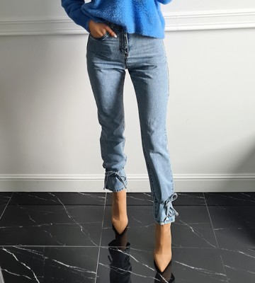  Błękitne Jeansy z Wiązaniem i Wyższym... jeans sznurowany madeinpoland premiummoda