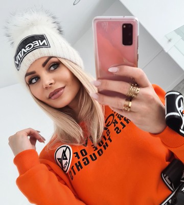  Biel Wełniana + Ogromne Lisy+ Logowana Guma welna zdobienia krysztaly premiummoda madeinpoland