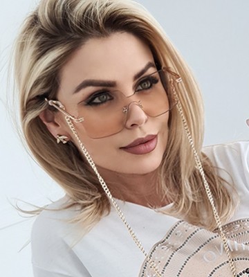  Okulary Złote Okucia łańcuszek... transparentny zloto madeinitaly lancuchy nity