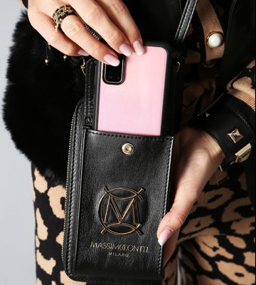  3w1 Torebka,Portfel, Case 100% Skóra Czerń... skora zdobienia madeinitaly premiummoda zloto