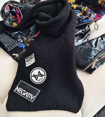  Ciepły Duży Szal Logowany Designerski... welna napisy madeinpoland premiummoda