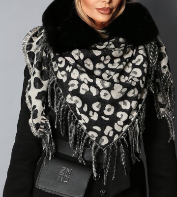  Chusta Leopard Frędzle PREMIUM welna bawelna zdobienia fredzle madeineu