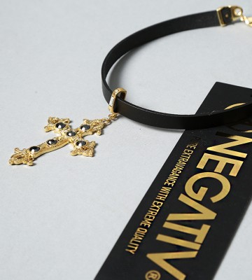  Choker 100% Skóra+ Krzyż Złoty W... zloto madeinpoland premiummoda skora