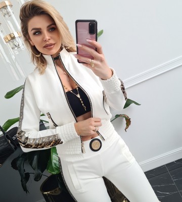  Bomberka/Bluza Rozpinana Stójka Suwaki... dzianina dlugirekaw elastyczne stojka dopasowane modelujace suwaki madeinpoland premiummoda zloto