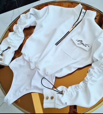  Body Koszulowe+ Lycra Złoty Suwak Kieszeń swobodne dopasowane ekoskora stojka zdobienia suwaki dlugirekaw elastyczne kieszonka odwazne madeinpoland premiummoda zloto modelujace