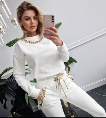  Półsportowy Set Modena Złote Łańcuchy... dzianina sciagacze elastyczne lancuchy madeinpoland premiummoda zloto