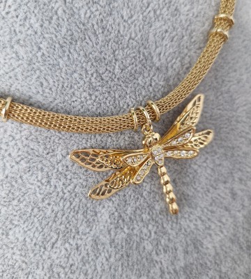  Choker złoty z ważką srebro/24k złoto live zdobienia zloto premiummoda madeinpoland