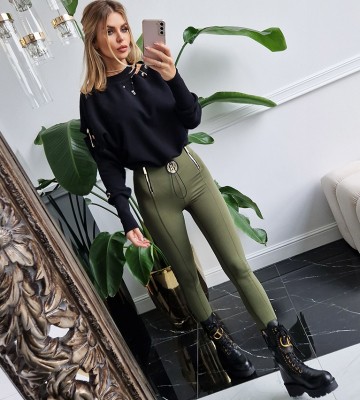  Legginsy Modelujące ze Złotym Suwakami+... sportowy dopasowane napisy madeinpoland premiummoda