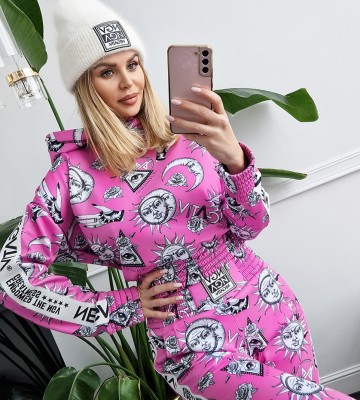  Bluza Z Kapturem Motyw Astralogii Lampas... swobodne bawelna kaptur zdobienia napisy madeinpoland premiummoda