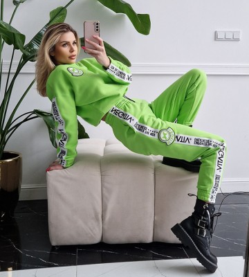  Komplet Dresowy Limonka z Lampasem+... swobodne sportowy bawelna napisy dlugirekaw madeinpoland premiummoda
