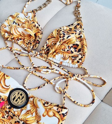 Góra od Bikini Trójkąty Kryształ... dopasowane elastyczne glebokidekolt madeinpoland premiummoda zloto