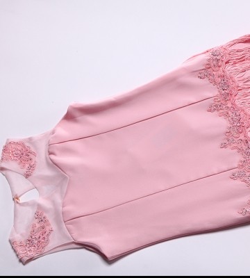  Różowa Elegancka - Kryształy - Frędzelki elegancki swobodne blyszczace koronka fredzle madeineu premiummoda