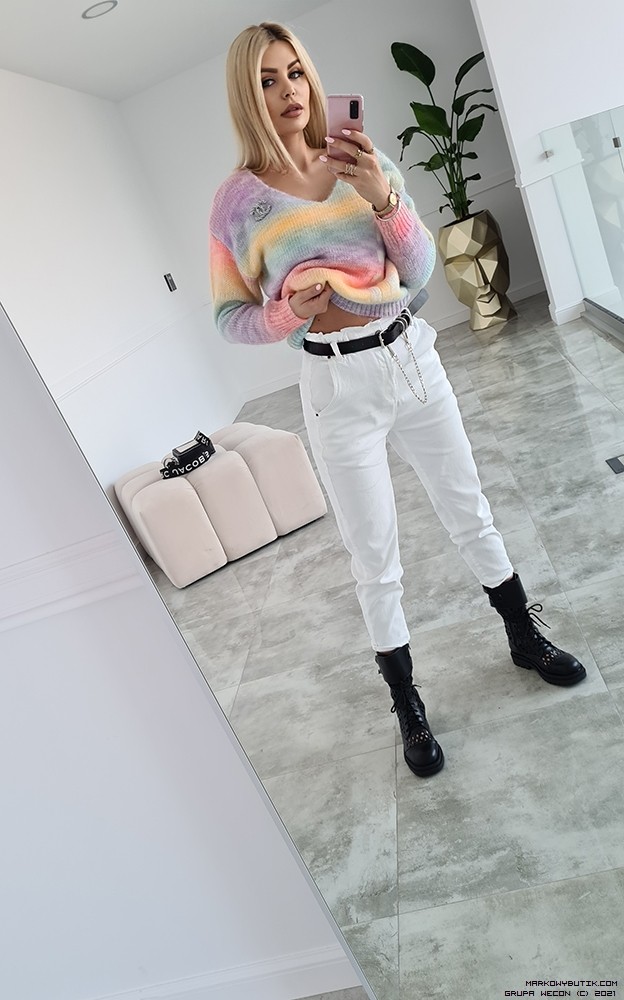 azara paris sweaters azurowe elastyczne swobodne madeineu
