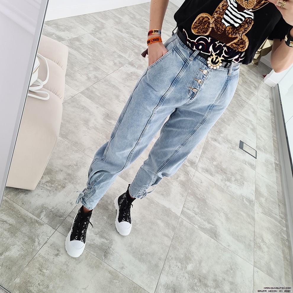 trendy ing spodnie jeans madeineu madeinitaly srebro