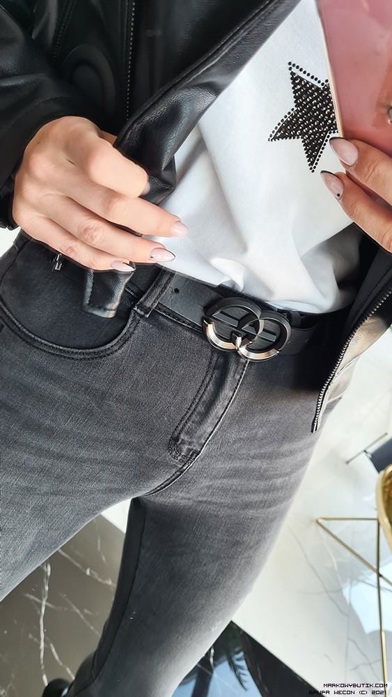 esparanto kalhoty jeans dopasowane pasek elastyczne krysztaly zdobienia madeineu srebro