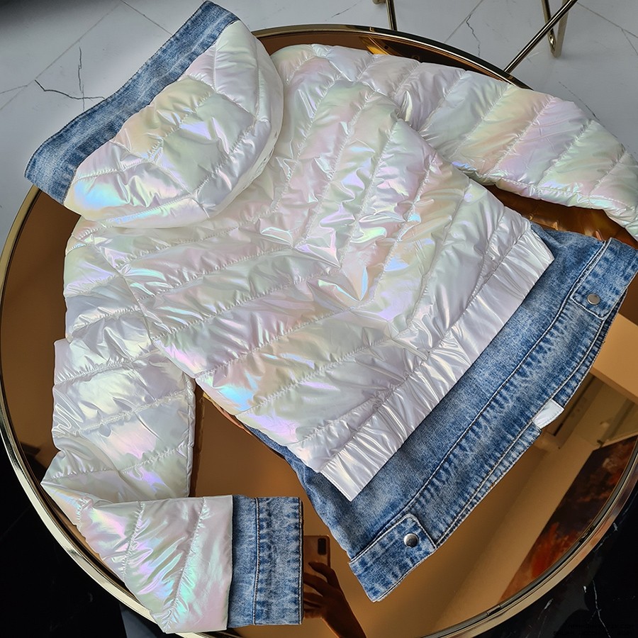 colynn kurtki jeans kaptur pikowane zdobienia srebro madeinitaly