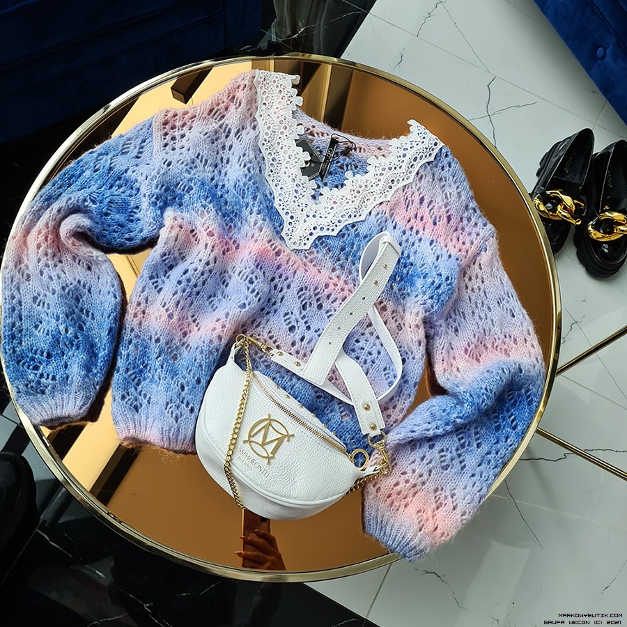 golden paris swetry azurowe elastyczne swobodne madeineu