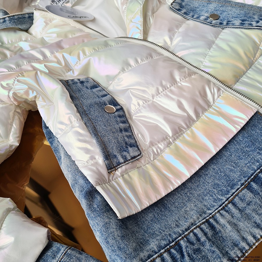 colynn jacken jeans kaptur pikowane zdobienia srebro madeinitaly