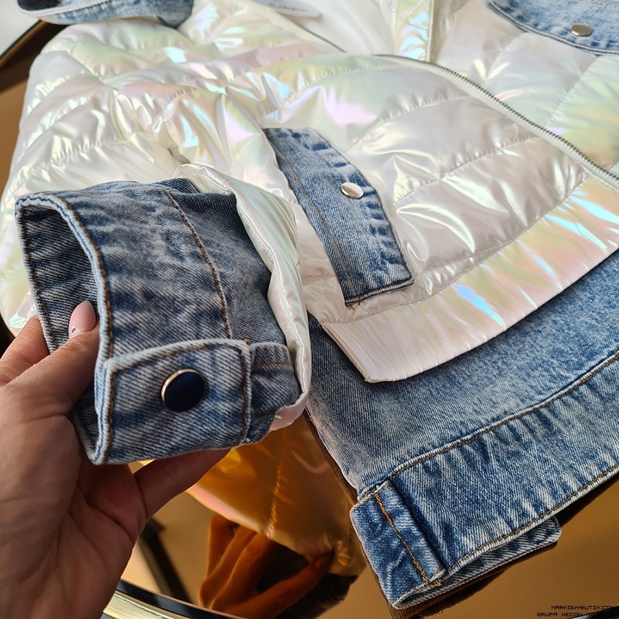 colynn kurtki jeans kaptur pikowane zdobienia srebro madeinitaly