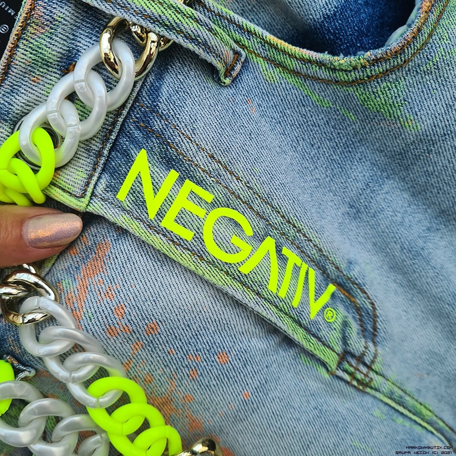 negativ spodnie jeans dopasowane elastyczne zdobienia madeinpoland premiummoda