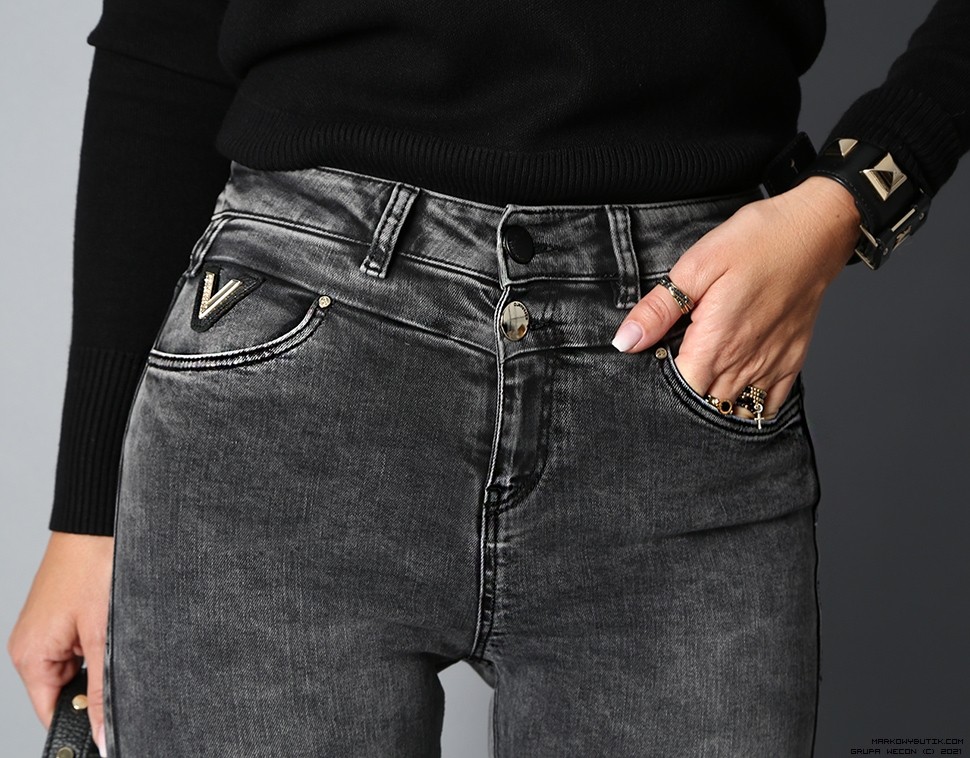 esparanto spodnie jeans elastyczne krysztaly zdobienia zloto madeineu