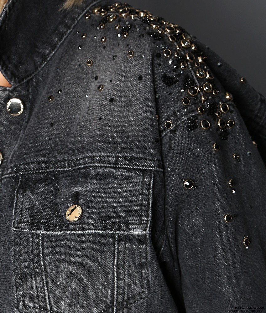 d-she куртки dopasowane elastyczne jeans krysztaly zdobienia nity madeineu srebro zloto