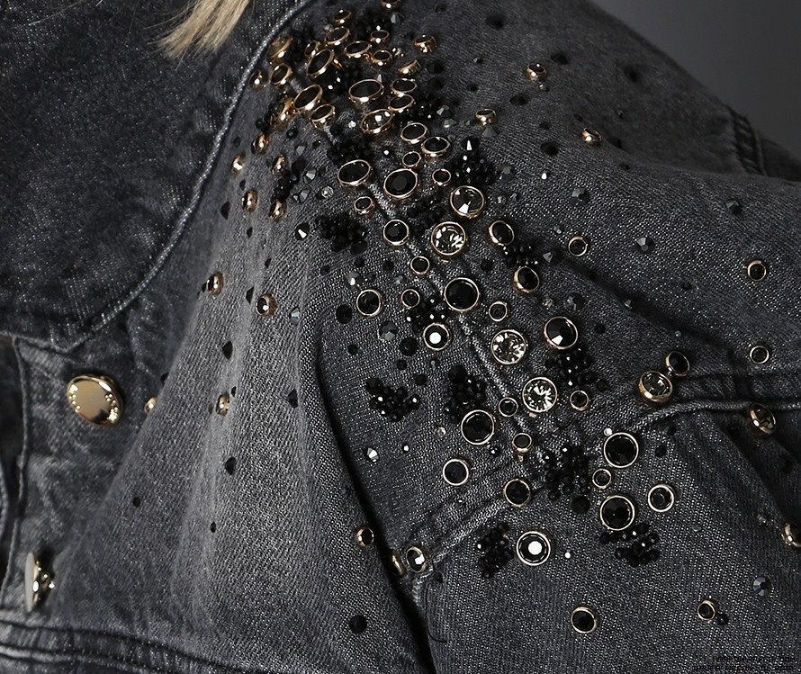 d-she kurtki dopasowane elastyczne jeans krysztaly zdobienia nity madeineu srebro zloto