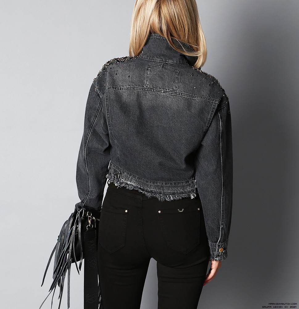 d-she куртки dopasowane elastyczne jeans krysztaly zdobienia nity madeineu srebro zloto