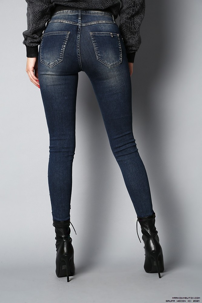 d-she spodnie jeans elastyczne zdobienia krysztaly nity madeineu premiummoda zloto srebro