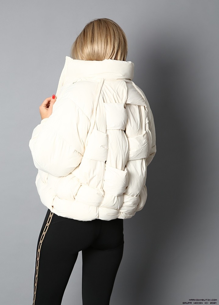 luxury brands jackets swobodne pikowane dlugirekaw stojka madeineu