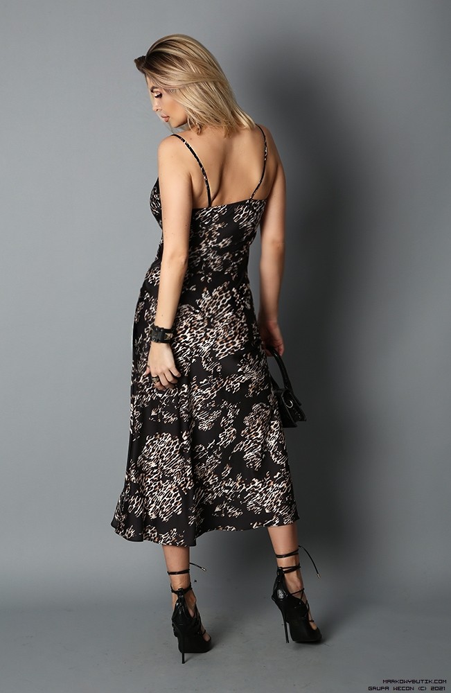 luxury brands sukienki glebokidekolt drapieznyprint jedwab madeineu