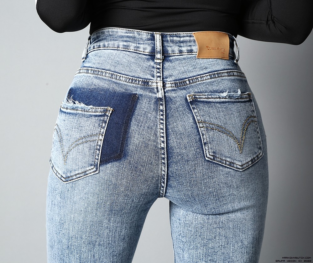 queen hearts spodnie dopasowane jeans elastyczne vintage madeineu srebro zloto