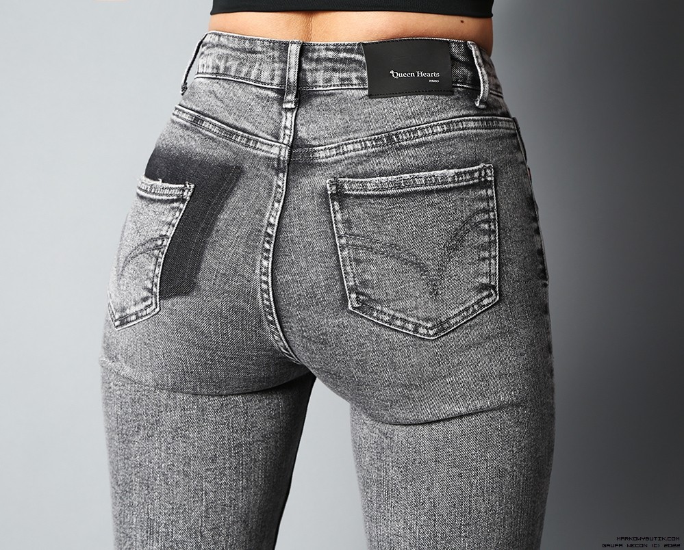 queen hearts spodnie dopasowane jeans elastyczne vintage madeineu srebro zloto