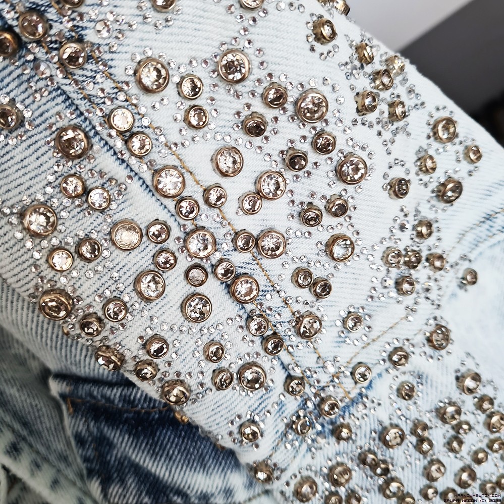 d-she płaszcze maxi jeans zdobienia krysztaly madeineu premiummoda zloto srebro