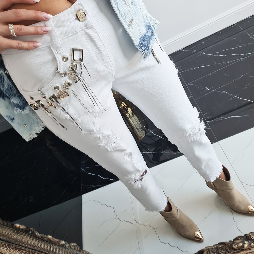 d-she kalhoty dopasowane jeans elastyczne vintage madeineu srebro zloto