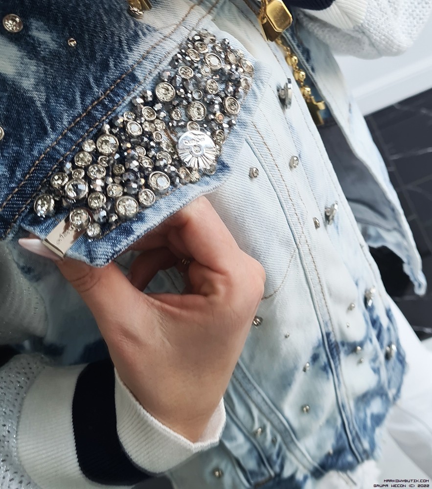 d-she jackets jeans krysztaly zdobienia nity madeineu premiummoda srebro zloto